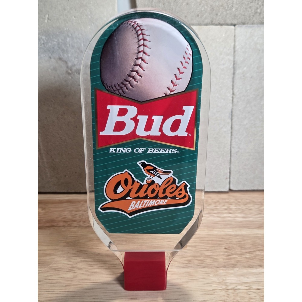 Budweiser Bud Baltimore Orioles Baseball Acrylic Beer Tap Handle 8" MLB